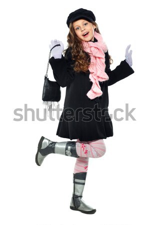 Weinig mooi meisje najaar kleding geïsoleerd witte Stockfoto © pandorabox