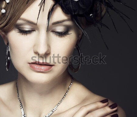 elegant sexual woman in black clothes in fashion style Stock photo © pandorabox