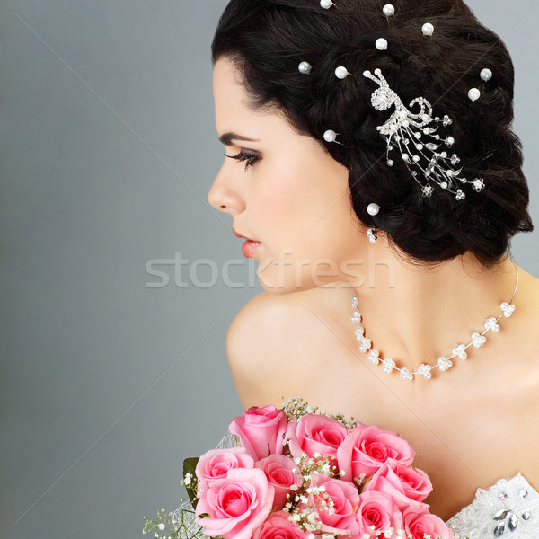 Hochzeit Dekoration Mädchen Frauen Natur Haar Stock foto © pandorabox