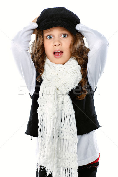 Mały piękna dziewczyna jesienią ubrania odizolowany biały Zdjęcia stock © pandorabox