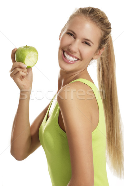 Mangiare mela bianco donna alimentare Foto d'archivio © paolopagani