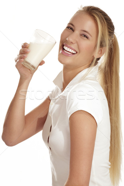 Bere latte bianco donne vetro Foto d'archivio © paolopagani