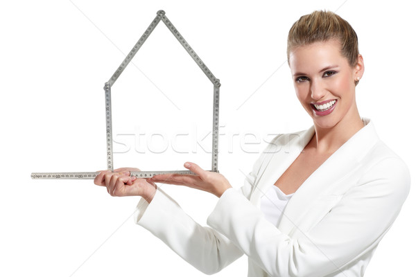 beautiful happy woman showing an house symbol  Stock photo © paolopagani