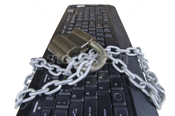 Chaîne cadenas blanche clavier fond [[stock_photo]] © papa1266