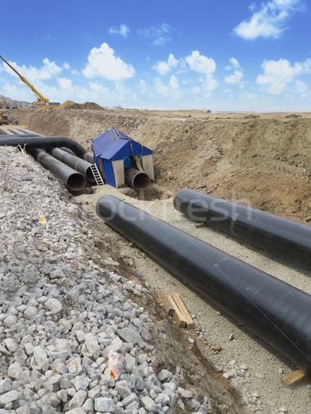 építkezés olaj csővezeték ki épület ipar Stock fotó © papa1266