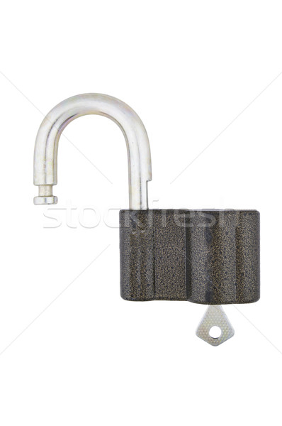 Abrir cadeado chave branco metal Foto stock © papa1266