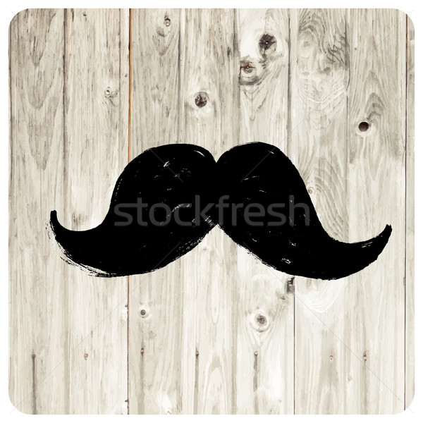 Moustache symbol on wooden texture. Stock photo © pashabo