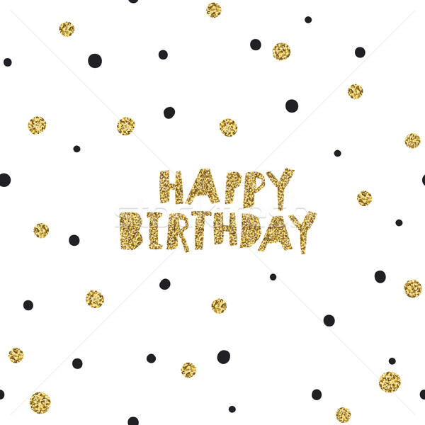 Happy Birthday on Black Background with White and Golden Chaotic Stock photo © pashabo