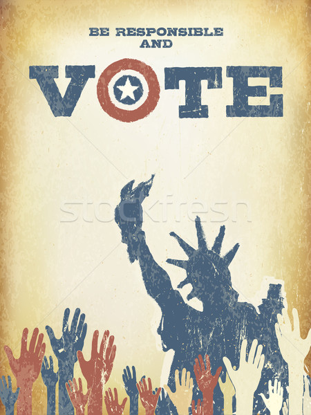Be responsible and Vote! On USA map. Vintage patriotic poster to Stock photo © pashabo