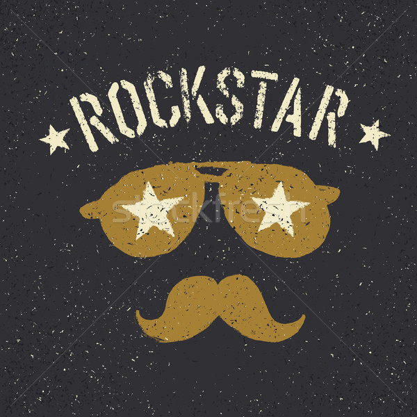 Rockstar. Sunglasses with stars and moustache with lettering. Te Stock photo © pashabo