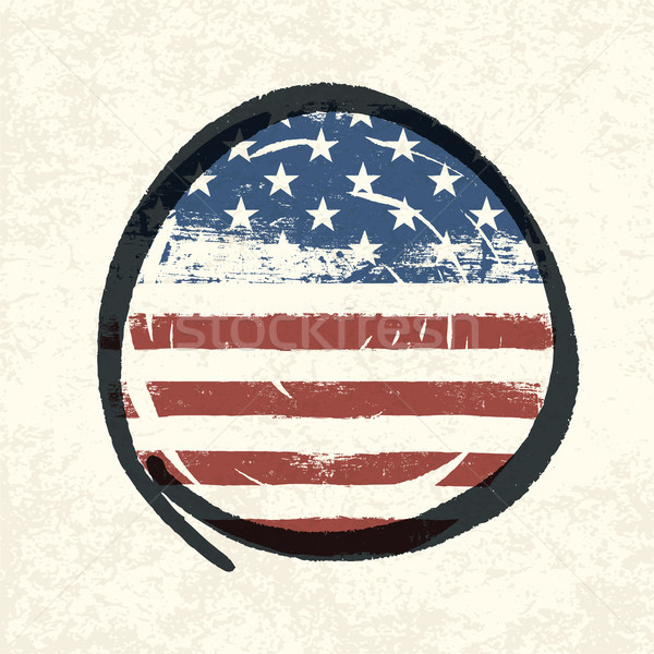 Grunge american flag themed button american flag. Vector, EPS10 Stock photo © pashabo