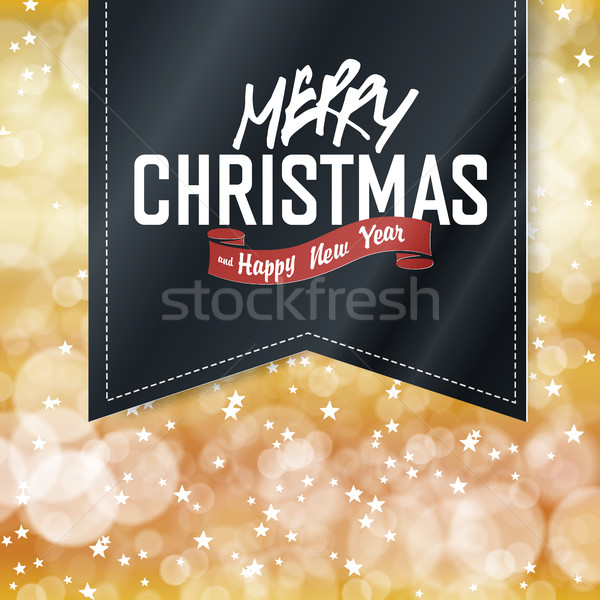 Merry Christmas lettering on Vintage black Label. Gold holiday b Stock photo © pashabo