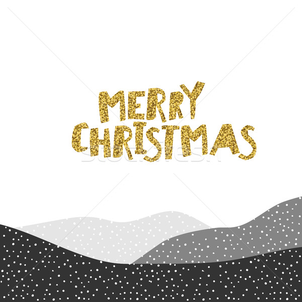Joyeux Noël carte postale typographie glitter or [[stock_photo]] © pashabo