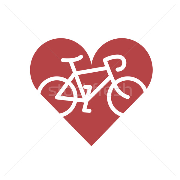 Stock photo: Bicycle in heart. Flat icon