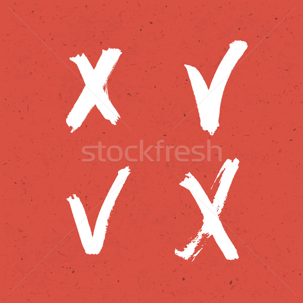 Check Marks Set On Red Paper Texture. Vector Template Stock photo © pashabo