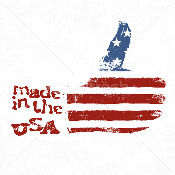 Made in the USA. Thumb up gesture symbol. American flag shaped l Stock photo © pashabo