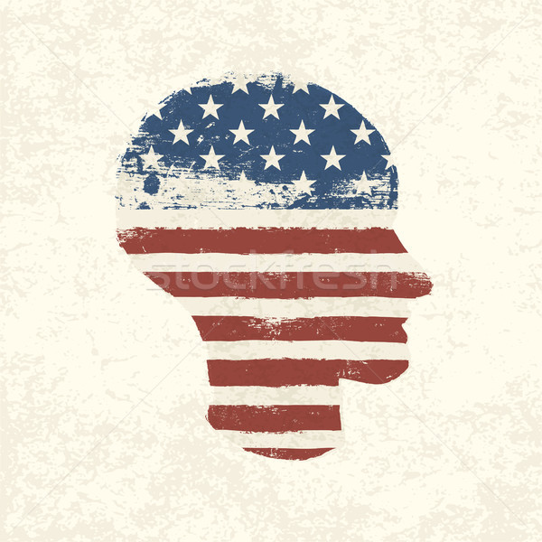 Grunge american flag themed head symbol. Vector, EPS10 Stock photo © pashabo