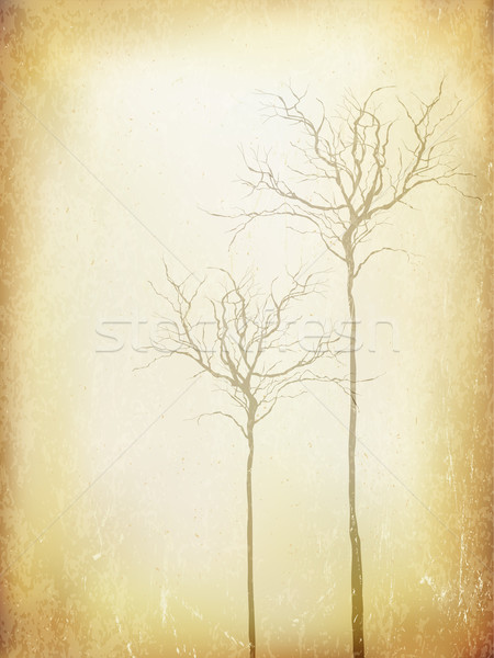 [[stock_photo]]: Vintage · arbre · silhouette · affiche · vecteur