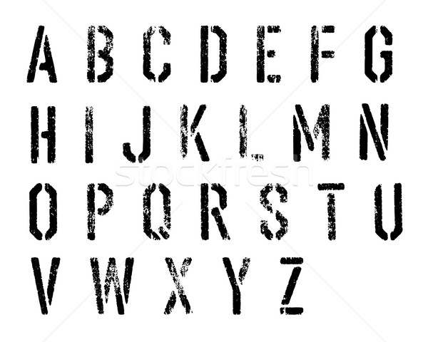 Grunge stencil alphabet vector set. Stock photo © pashabo