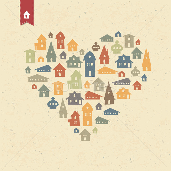 Heart shaped many houses icons. Realty concept. Vector, EPS10 Stock photo © pashabo