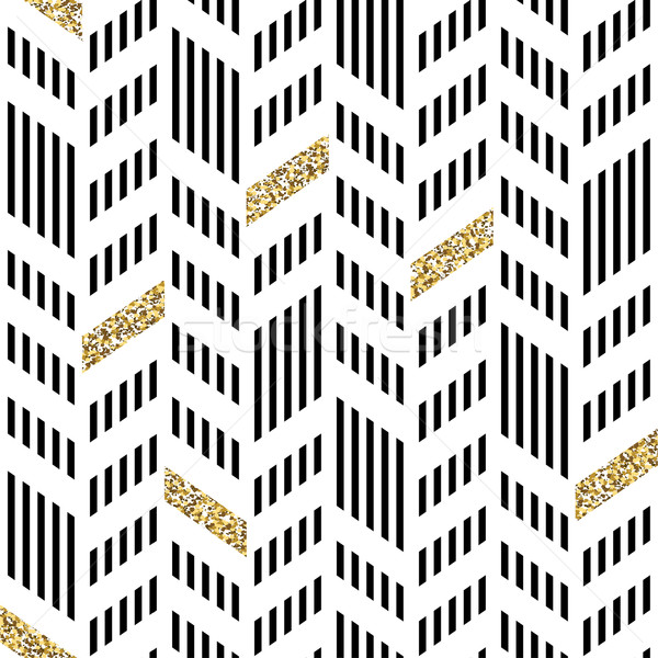 Seamless Chevron Pattern. With Glittering Gold and thin lines Stock photo © pashabo