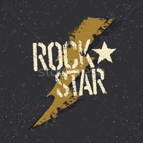 Stock photo: Rockstar. Grunge star with lettering. Tee print design template