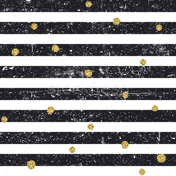 Black textured lines and chaotic golden dots seamless pattern. V Stock photo © pashabo