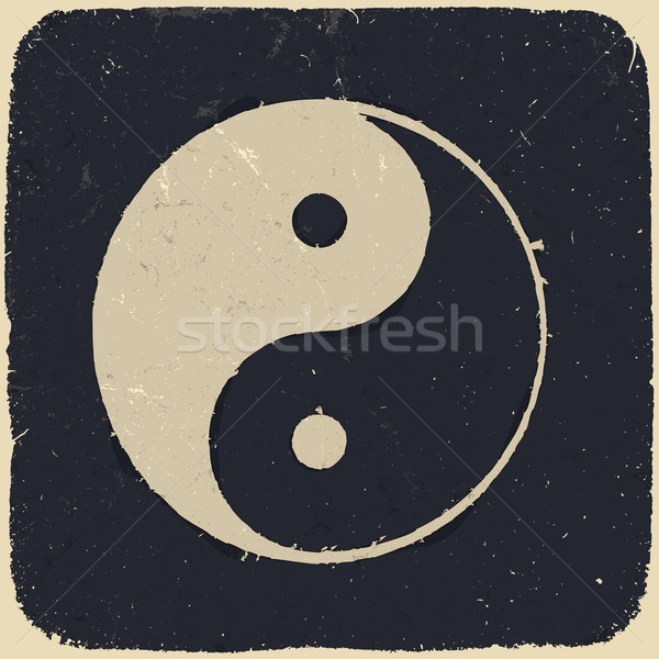 Grunge Yin Yang Symbol eps10 Zeichen Retro Stock foto © pashabo