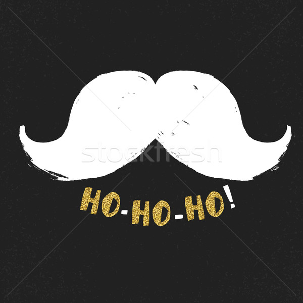 Ho-Ho-Ho! Gold letters on black textured background. White moust Stock photo © pashabo
