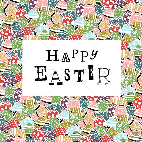 Easter eggs pattern colorful background and 'Happy Easter' greet Stock photo © pashabo