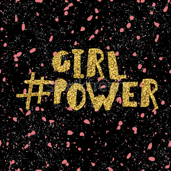 Girl power quote, feminism slogan. Golden glitter inscription fo Stock photo © pashabo