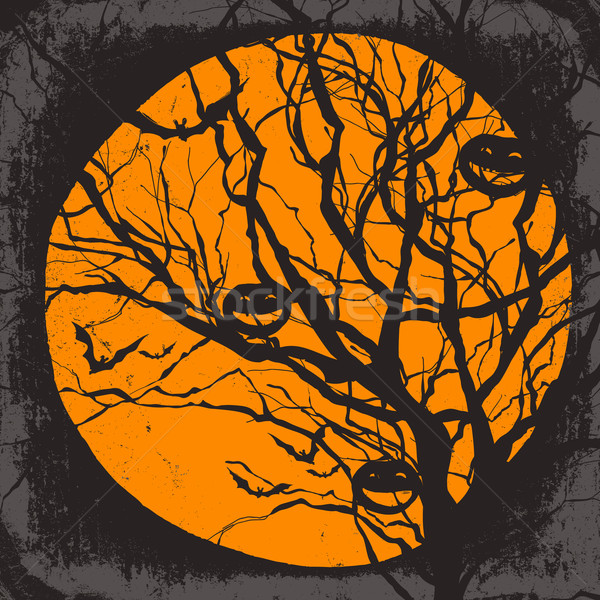 Halloween vector secar árbol calabazas luna llena Foto stock © pashabo