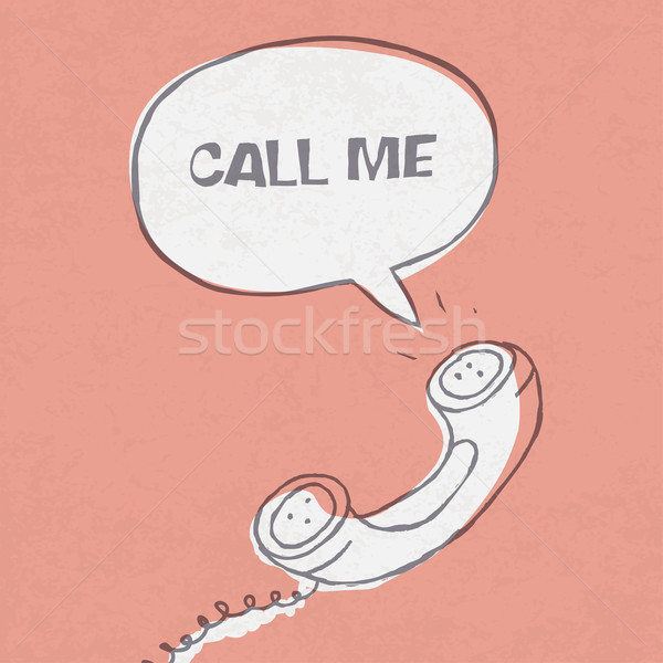 Vintage handset with speech_bubble_and sample text. Vector illus Stock photo © pashabo