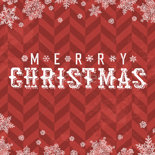Merry Christmas Vintage Postcard. Snowflake border and xmas typo Stock photo © pashabo