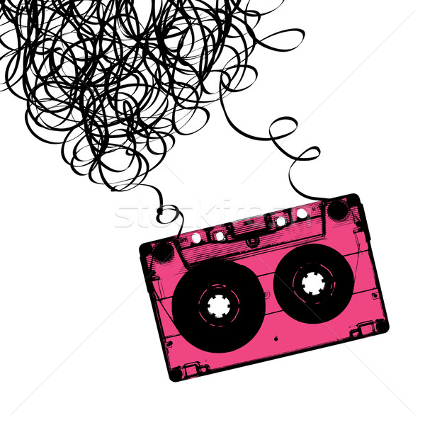Audiocassette tape with tangled. Vector illustration. Stock photo © pashabo