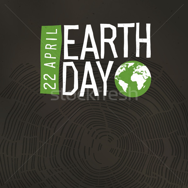 Dia da terra cartaz árvore anéis logotipo data Foto stock © pashabo