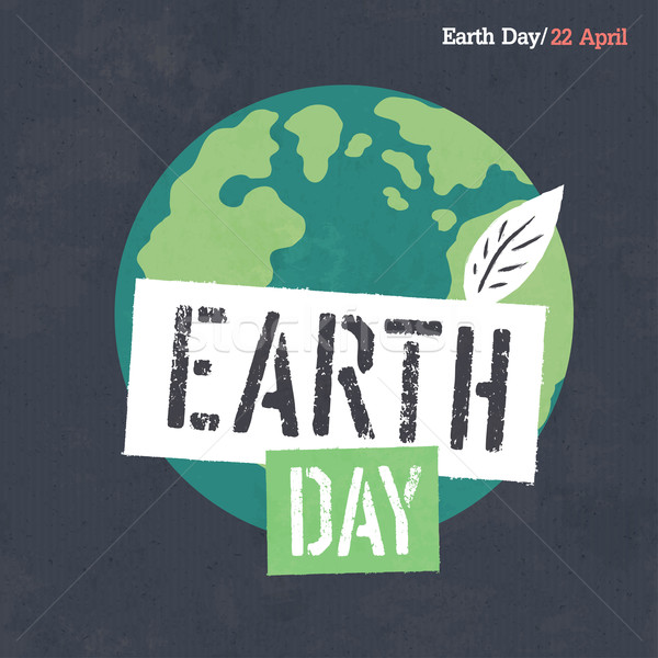 Earth Day Poster. Earth Illustration. Earth Day Logotype. On dar Stock photo © pashabo