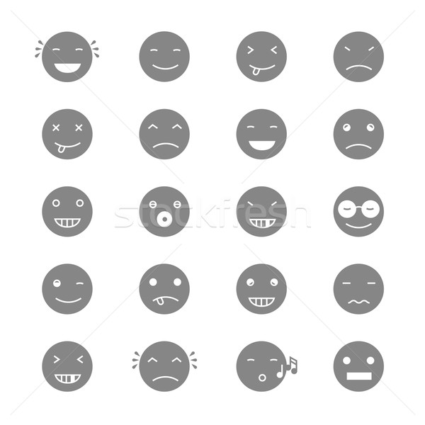 Emoticoane colectie set monocrom stil diferit Imagine de stoc © pashabo