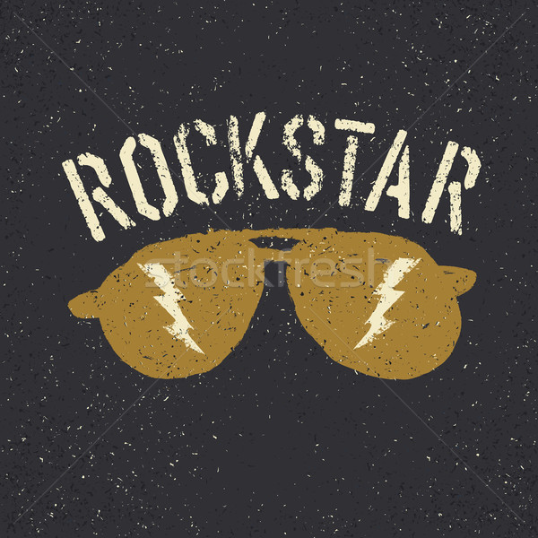 Sunglasses with thunderbolt. Rockstar tee print design template Stock photo © pashabo