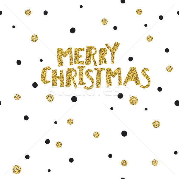 Merry Christmas postcard. Christmas typography glitter gold. Pol Stock photo © pashabo