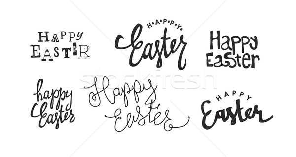Joyeuses pâques calligraphie vacances logos Photo stock © pashabo