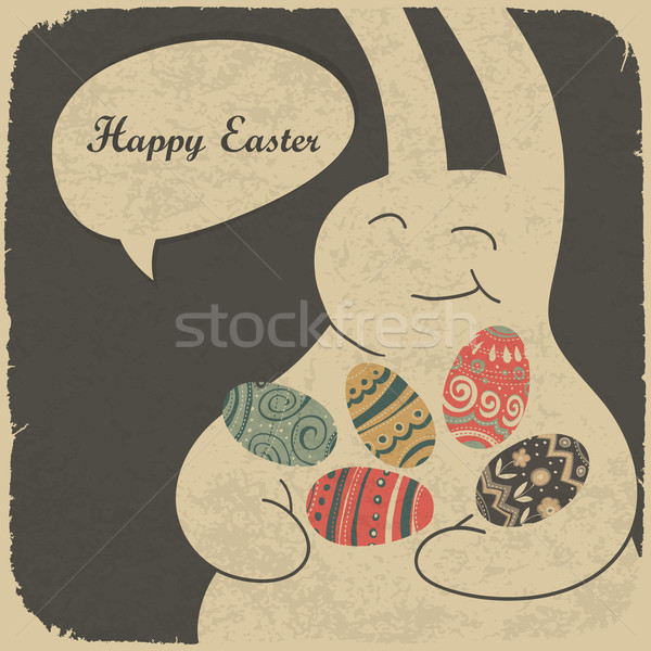 Chocolate rabbit and easter eggs. Retro style illustration. Stock photo © pashabo