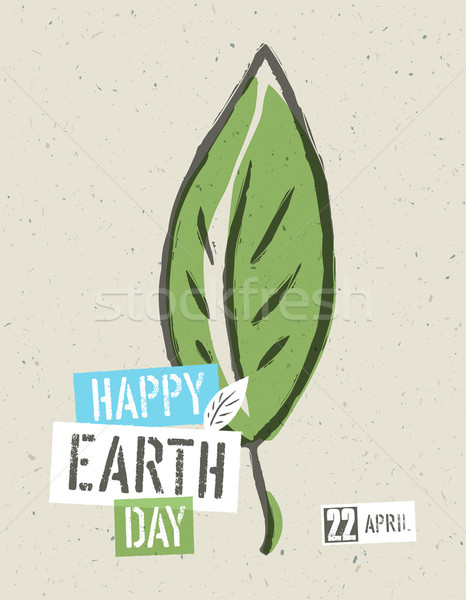Szczęśliwy dzień ziemi plakat zielony liść symboliczny ilustracja Zdjęcia stock © pashabo