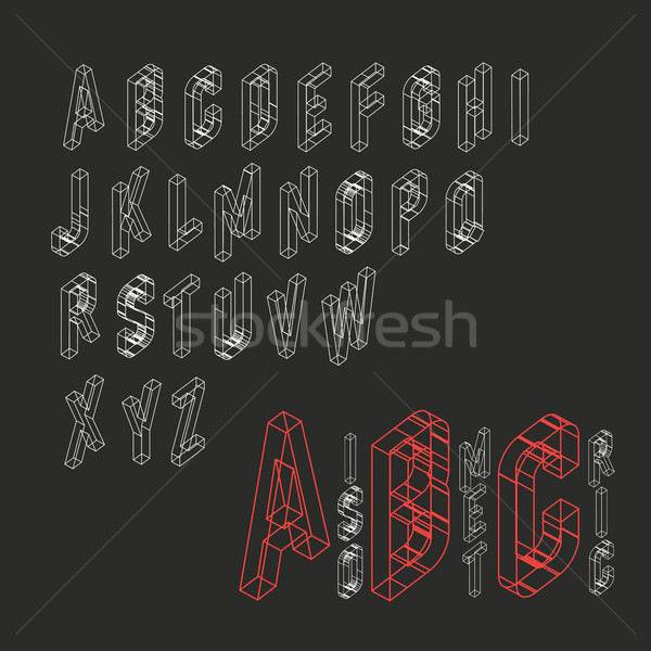 Isometric Alphabet. Blueprint abstract background. Two weights - Stock photo © pashabo