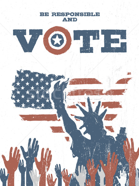 Be responsible and Vote! On USA map. Vintage patriotic poster to Stock photo © pashabo