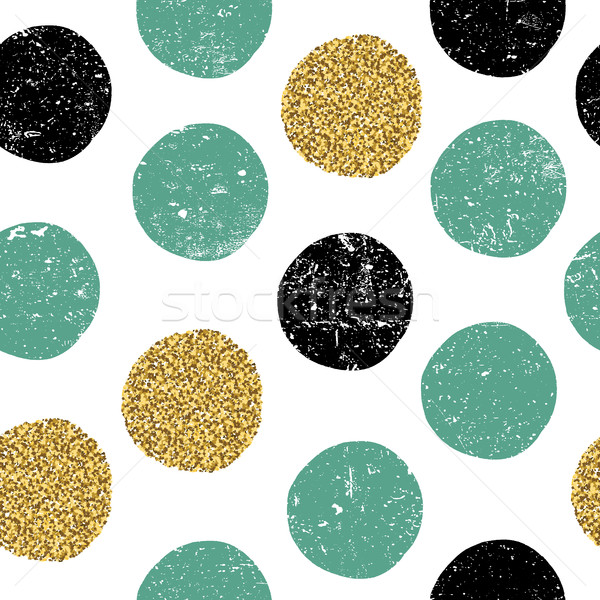 gold, green and black dots. Seamless textured pattern on white b Stock photo © pashabo