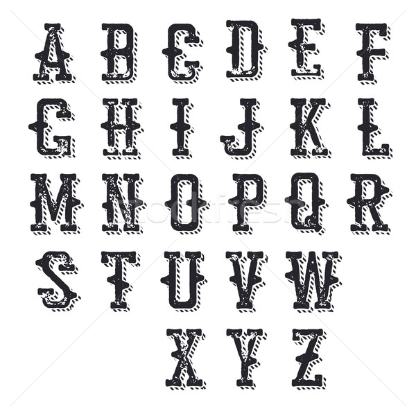 Western alphabet. Shadowed, grungy and stamped effects. Vintage  Stock photo © pashabo