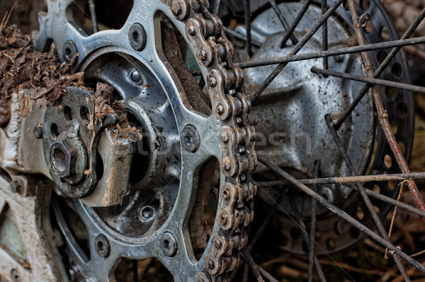 Stok fotoğraf: Motosiklet · tekerlek · zincir · atış · Metal