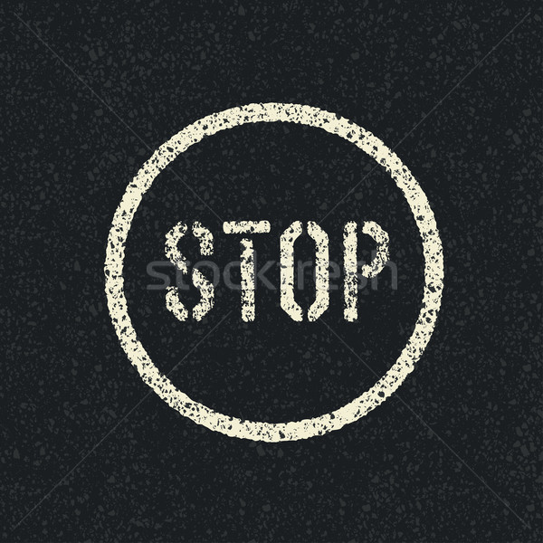 Stop sign painted on a asphalt road. Vector Stock photo © pashabo