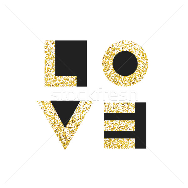 Love typography, t-shirt graphics, vectors. Gold geometric lette Stock photo © pashabo